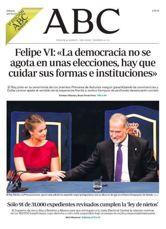 Portadas de la prensa internacional del sábado 24 de octubre de 2026