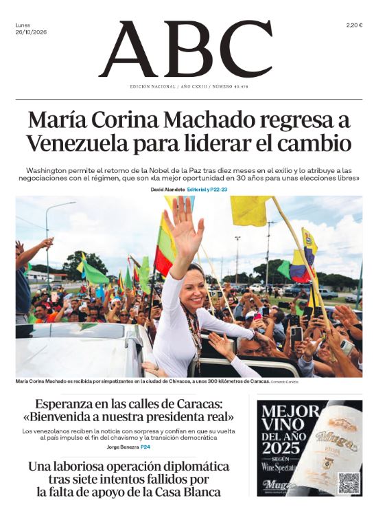 Portadas de la prensa internacional del lunes 26 de octubre de 2026