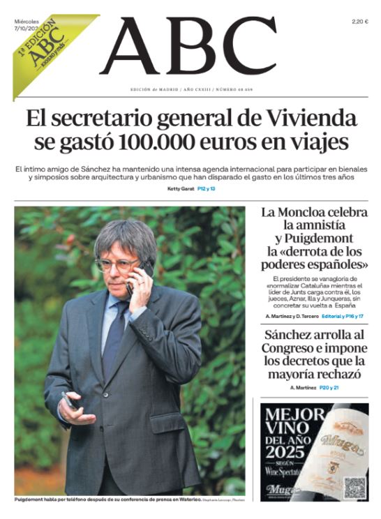 Portadas de la prensa internacional del miércoles 7 de octubre de 2026