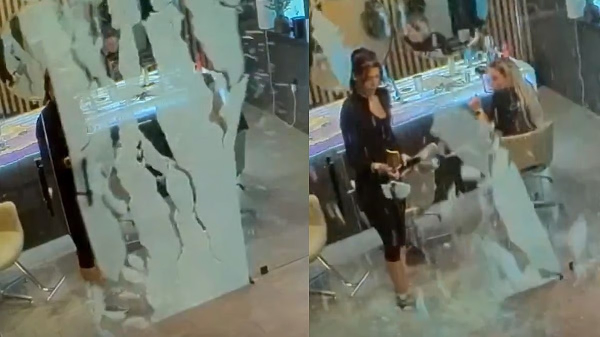 VIDEO: Una puerta de vidrio estalló en salón de belleza de Texas y dejó a empleada en shock