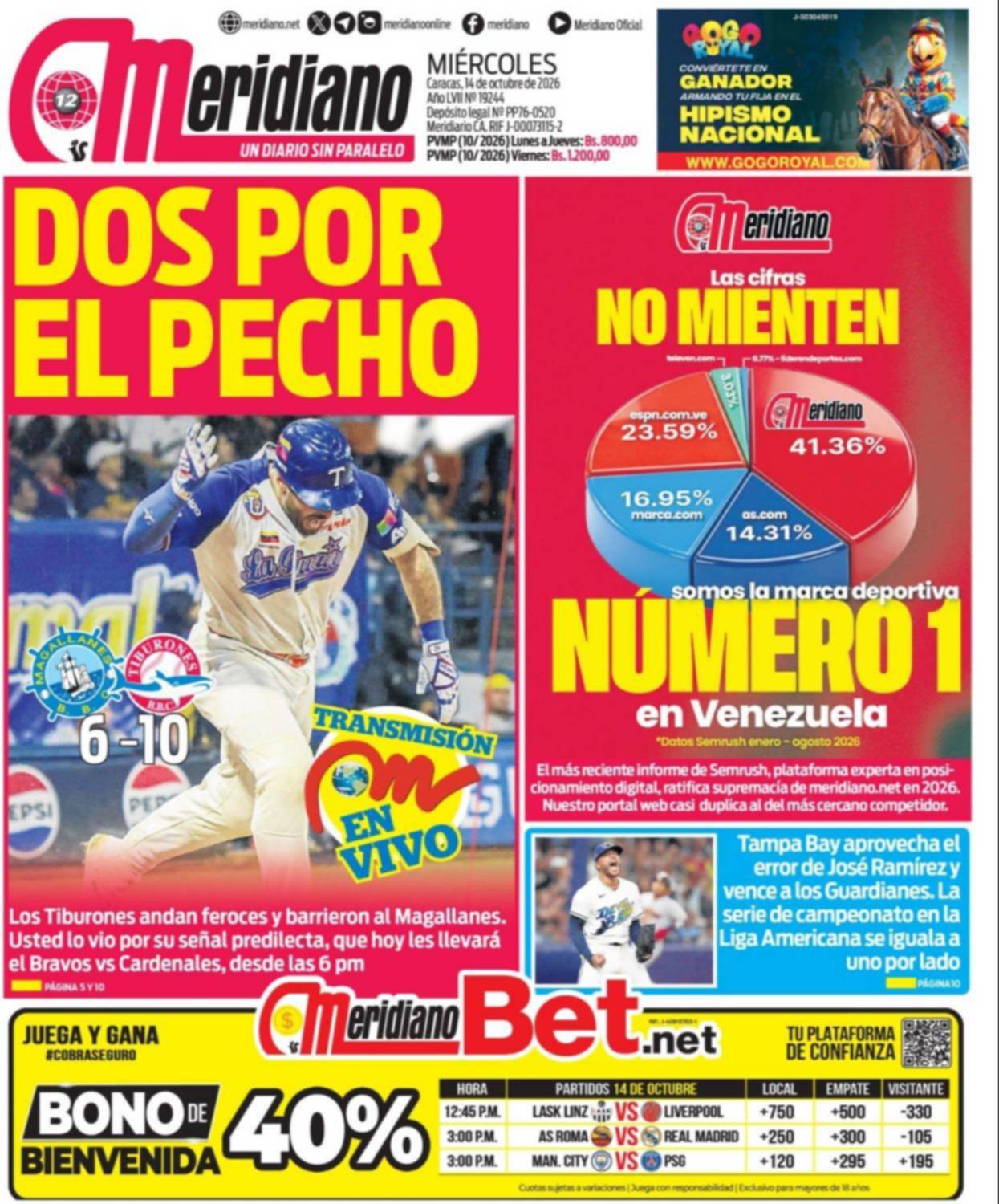 Portadas de este miércoles 14 de octubre de 2026