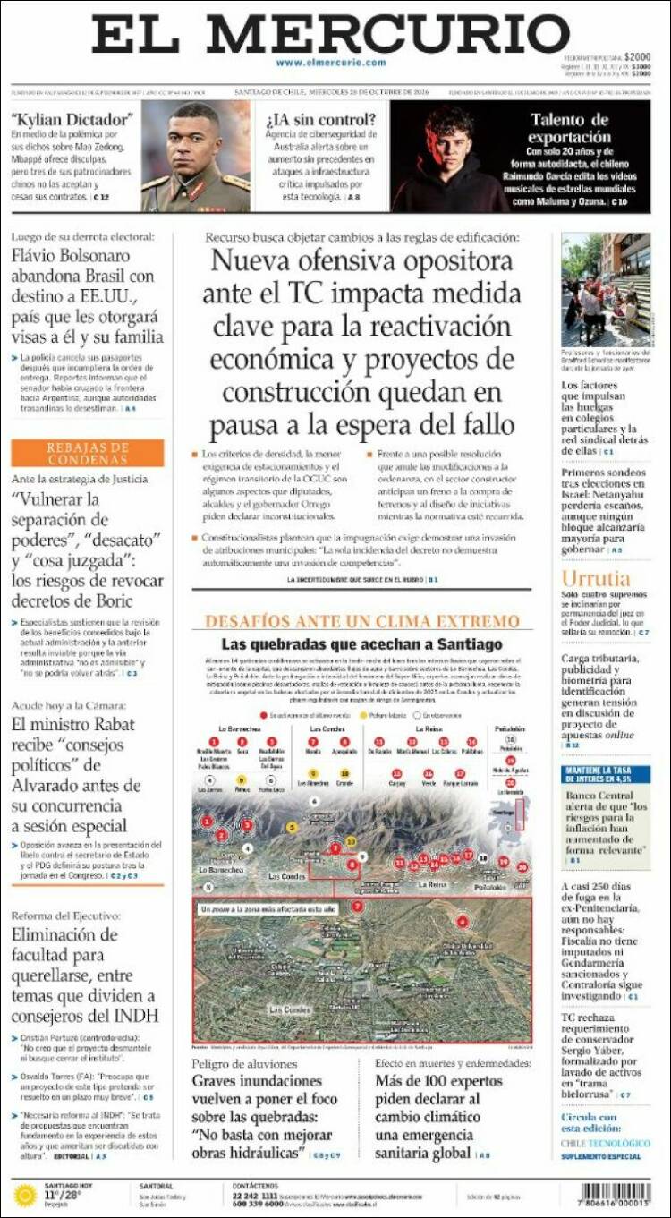 Portadas latinoamericanas de este 28 de octubre de 2026
