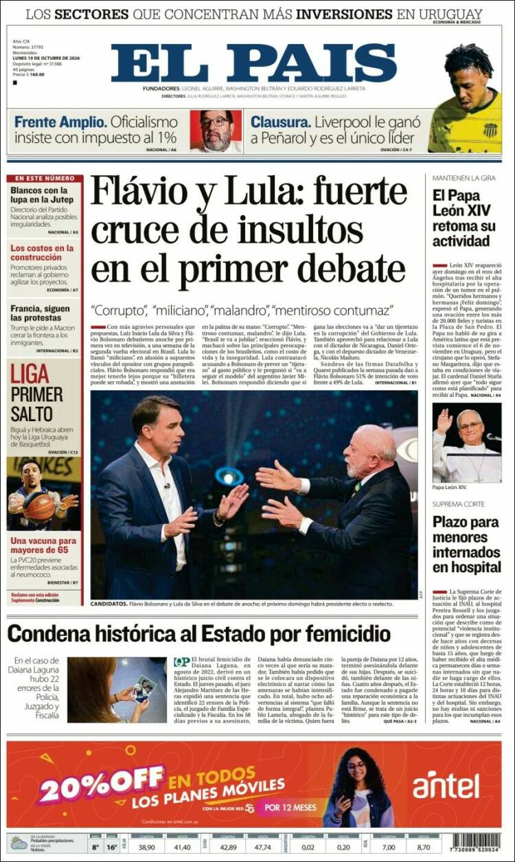 Portadas latinoamericanas de este 19 de octubre de 2026