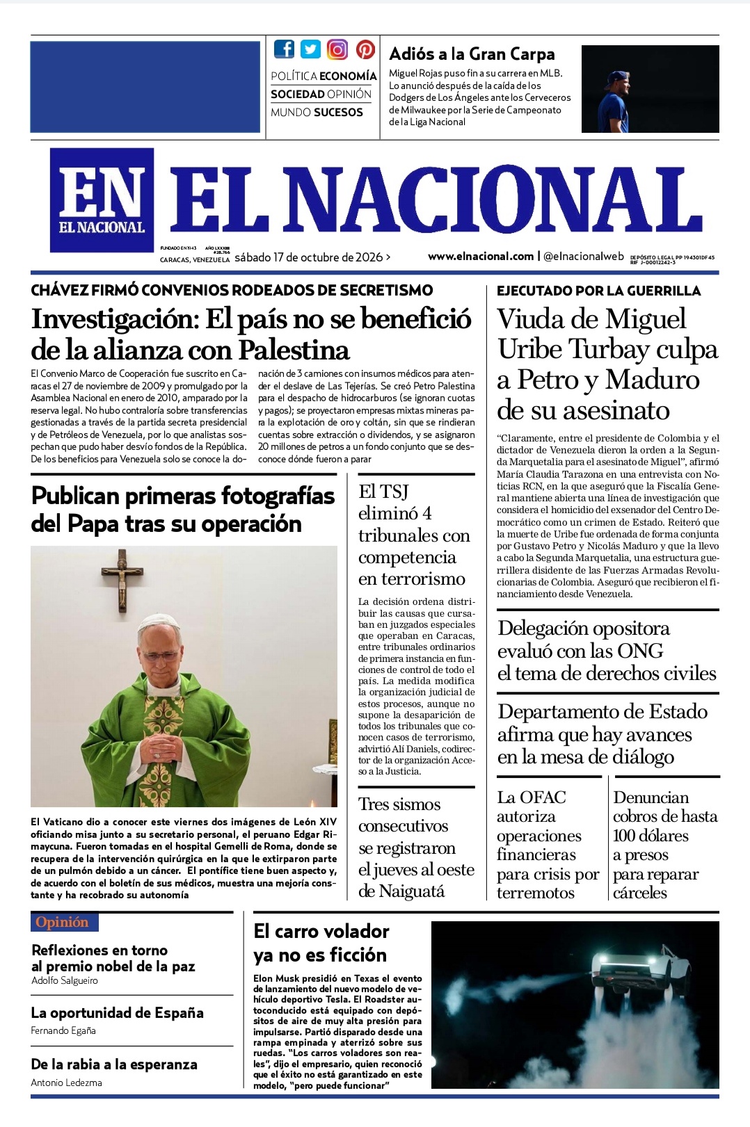 Portadas de este sábado 17 de octubre de 2026