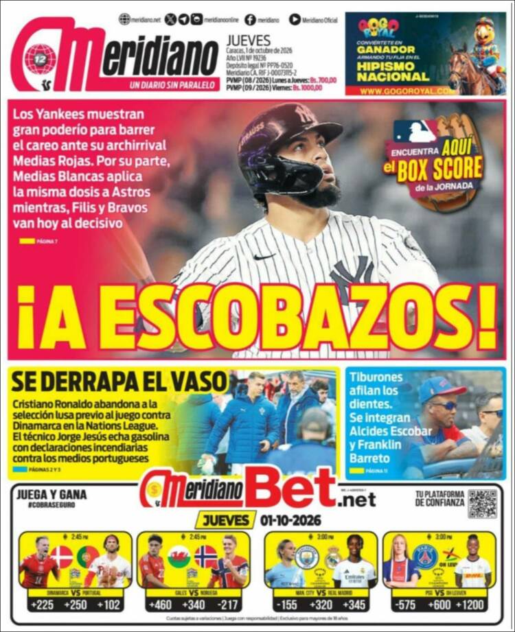 Portadas de este jueves 1 de octubre de 2026