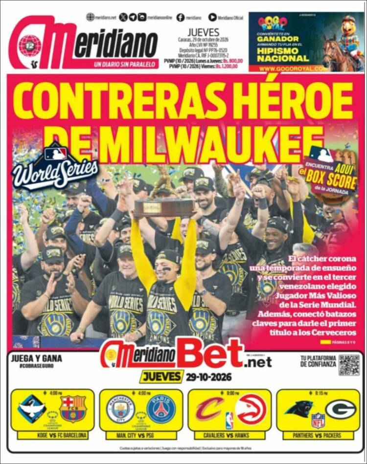 Portadas de este jueves 29 de octubre de 2026
